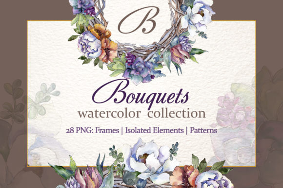 Bouquet Blooming Meadow Watercolor Illustrations
