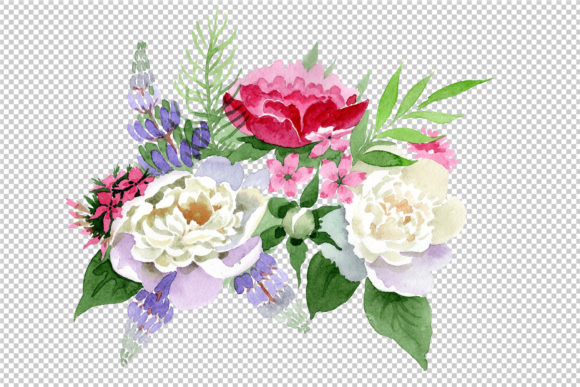 Bouquet Carnival of Love Watercolor Png Illustrations