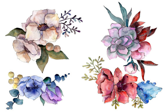 Bouquet Fire of Passion Watercolor Illustrations