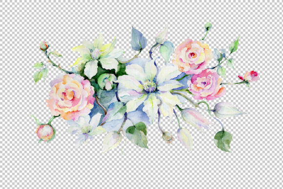 Celebration Bouquet Flowers PNG Watercolor Set