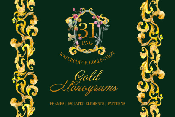 Gold Super Monograms Watercolor Png Review
