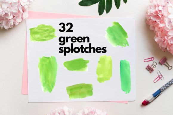Green Watercolor Splash Clipart & Illustrations