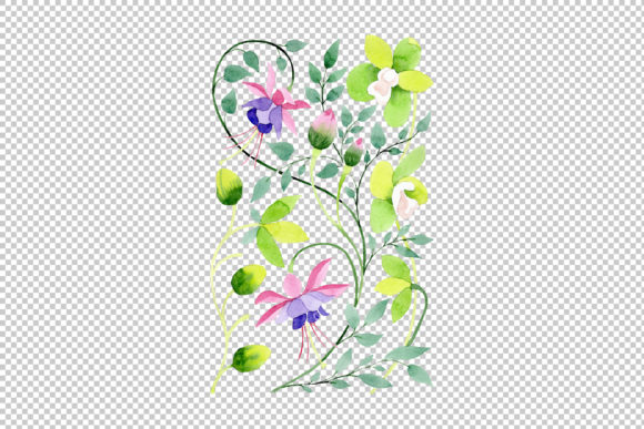 Ornamental Orchid Flower Watercolor Set & Illustrations