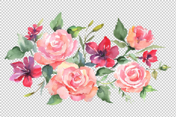 Roses Bouquet Joy of Love Watercolor Illustrations