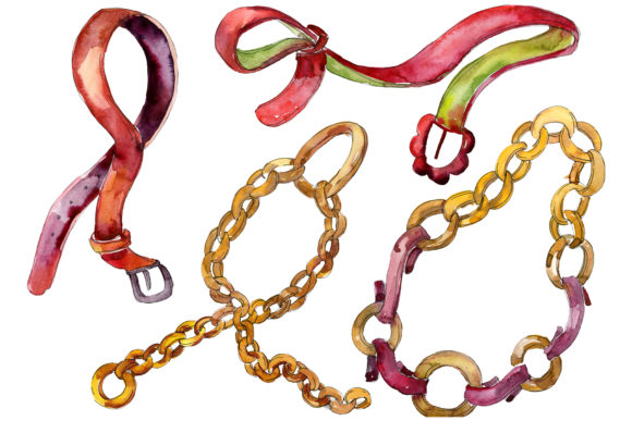 Stylish Chains & Leather Belts Illustrations