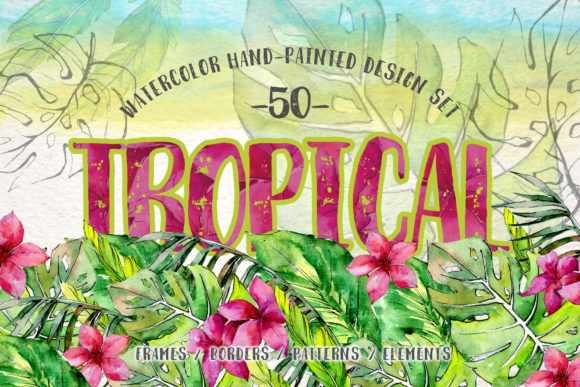 Tropical Leaves Collection PNG Watercolor Set Illustrations